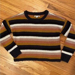 O’Neill Small Multi Stripe Crewneck Sweater Pink Blue Ivory Black Brown